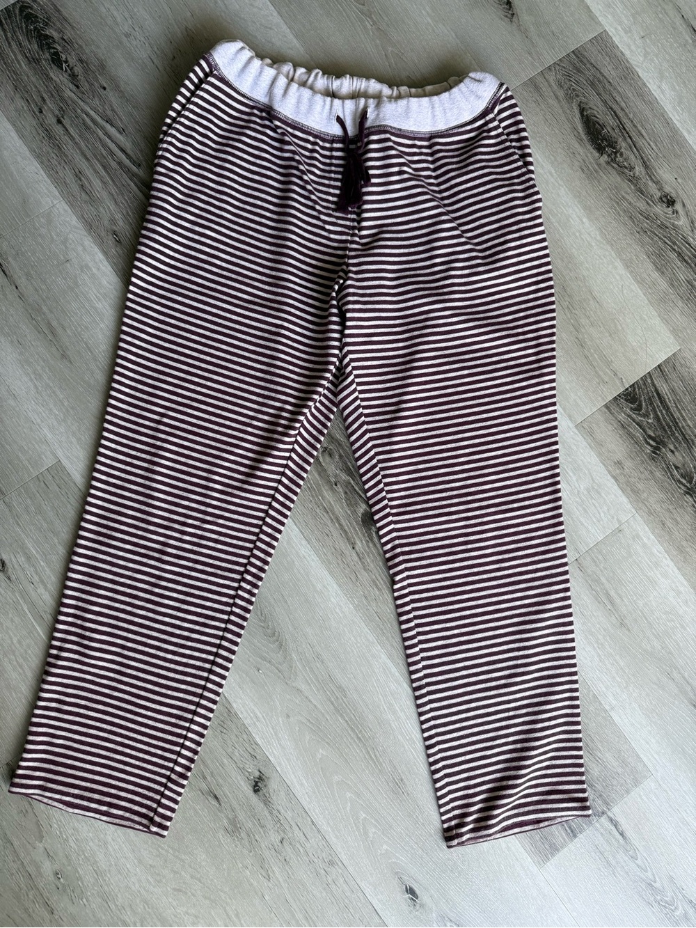 Banana Republic Striped Knit Lounge Pants - Burgundy & White
